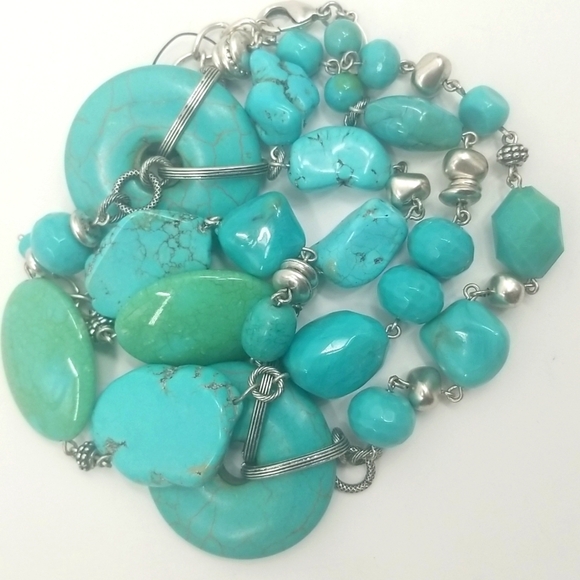 Chico's Turquoise & Silver Southwest Long-line Necklace Cowboy Native Western - Picture 7 of 8